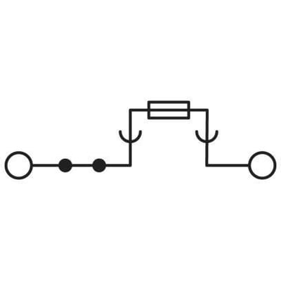 Schema af Phoenix Contact sikringsrækkeklemme ST 4-HESI til 5x20mm sikringer og NS 35 montage.