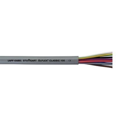 Grå Lapp Olflex Classic 100 kabel med 5G25 ledere, 300/500V mærket med CE-symbol og producentnavn.