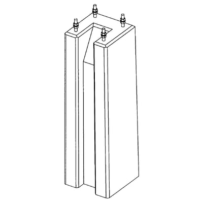 Præfabrikeret betonfundament til rørmaster, M20x1300mm, med fire M20 bolte og 250x250mm boltafstand.