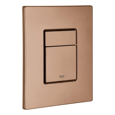 Grohe Skate Cosmopolitan betjeningsplade, børstet warm sunset, set fra siden for at vise tynd profil og finish.