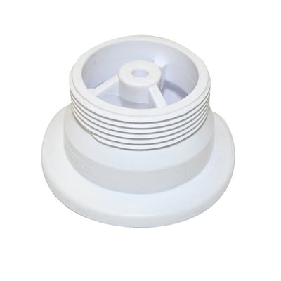 Intra hvidt afløbshoved på 1,5 tommer, designet til vaske uden overløb, set fra en let skrå vinkel mod en hvid baggrund.