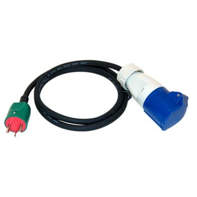 Heatcom adapter kabel fra DK-stikprop til CEE hun, 230V, 13A, 1,2 meter, H07RN-F 3G1,5.