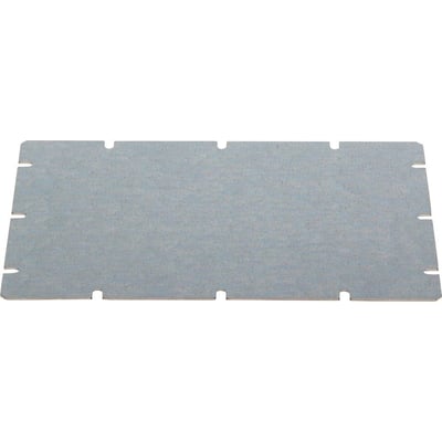 Fibox MNX MIV150 monteringsplade i aluzink, mål 148 x 98 mm, med udskæringer til montering.