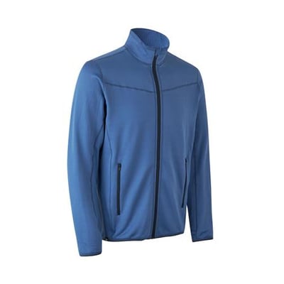 ID Identity Cardigan storm i blå med lynlås og lommer, størrelse M, fremstillet i behageligt stretch materiale med indvendig vaffel fleece.