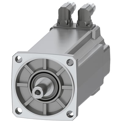 Siemens SIMOTICS S-1FK2 HD servomotor med 8 Nm moment og cylindrisk aksel. Motoren er fremstillet i gråt metal med to vinklede stik på toppen.