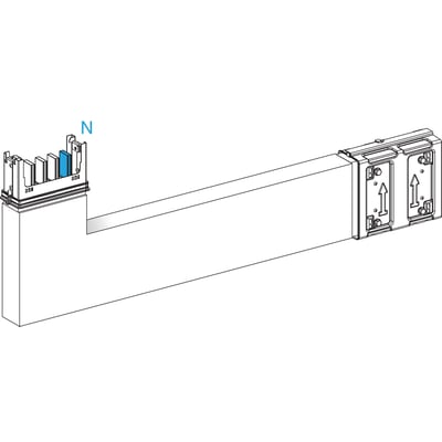 Schneider Electric Canalis vinkel 400A med justerbar længde fra 250 til 750 mm og bredde på 250 mm.