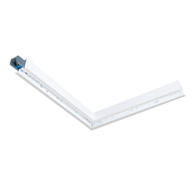 SG Armaturen Lineal Recessed Corner projektør i hvid med indbygget LED og DALI lysstyring på hvid baggrund.