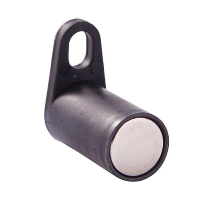 Assa Abloy slutbliksmagnet 1478 til slutblik, vist skråt med mørkt hus, rundt magnetendestykke og monteringsøje.