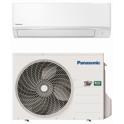 Panasonic CZ35ZKE luft/luft varmepumpe, komplet kit med hvid indedel og hvid udedel med ventilator.