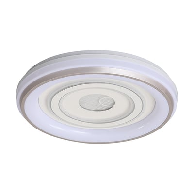 Hvid, rund V-TAC LED-loftlampe med flere lysringe, dæmpning og 3-i-1 CCT.