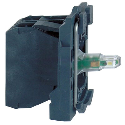 Schneider Electric ZB5AW0M11 lampetrykskrop i hvid plast med 22mm diameter og LED-lysmodul.