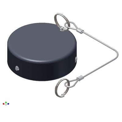 Manntek støvhætte i aluminium med låsestift og kæde til tankkobling, DN 80.