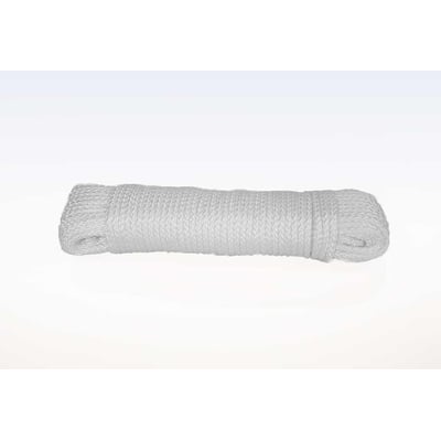 Roliba Flagline PP Lux, 5mm, hvid krydsflettet polypropylen snor rullet sammen på hvid baggrund.