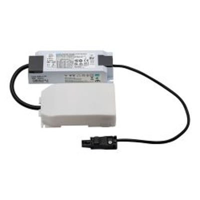 Ledpro LED-driver til Norlux Panel BL, DALI2, 650 mA og 28 W, med gråt hus, ledninger og stik.