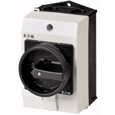 Eaton reparationsafbryder T0-2-8900, 20A IP65, 3-pol+N i hvidt og sort kabinet med aflåseligt håndtag.
