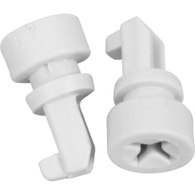 Fibox snaplukke MB10772 til EK kasse, hvidt plast, viser begge dele af lukkesystemet isoleret på en hvid baggrund.