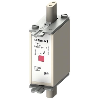 Siemens LV HRC sikringselement 3NA7 NH000, 50A, gG karakteristik og 690V. Ses forfra med tydelig mærkning og rød indikator.
