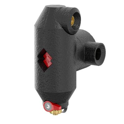 Flamco Flamcovent Clean Smart 3/4" mikrobobleudlufter og smudsudskiller med præ-isolering og røde ventiler, vist på hvid baggrund.