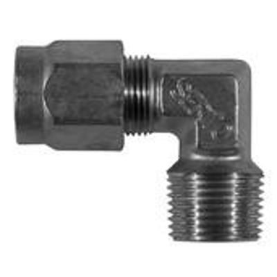 Messing vinkel union SO42421-NPT-06*1/8" med udvendigt NPT gevind, fremstillet af CW617N messing med PN 250 trykklasse.