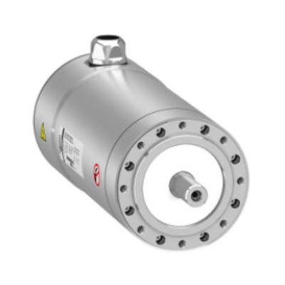 Schneider Electric Lexium FCE servomotor i rustfrit stål med 6000 Omdr. og 1,6Nm, Ø71mm, fremviser IP69K-klassificering.