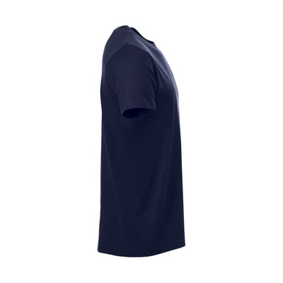 Clique New Classic T-shirt 029360 i navy, str. XL, vist fra siden med rund hals og korte ærmer i 100% bomuld.