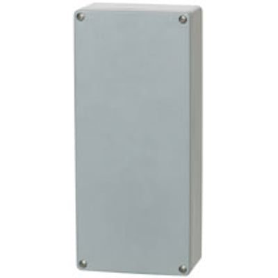 Fibox Euronord P 160x360x90 polyesterkasse med gråt dæksel, der viser fronten og skruerne.