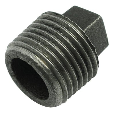 Unico prop til 2 1/2" rørgevind, sort blødstøbt med udvendigt konisk gevind på hvid baggrund.