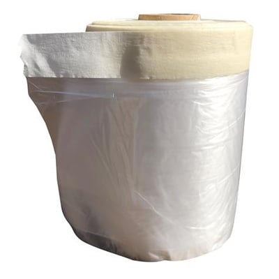 Stokvis afdækningstape 550 mm x 33 meter, der kombinerer papirtape og beskyttelsesfilm på en rulle.