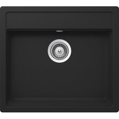 Intra Menorca 60 sort granitvask til nedfældning med enkeltkumme og krom kurveventil.