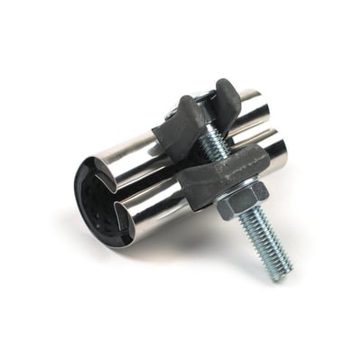 Georg Fischer reparationsklemme til rør 42-45 mm med 76 mm byggelængde, set fra siden med NBR pakning og rustfri stål.