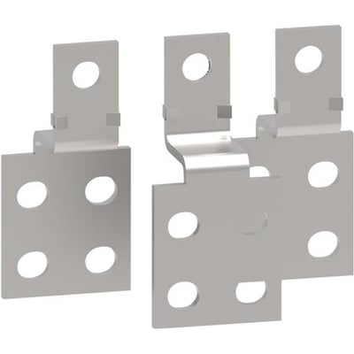 Schneider Electric vinklet stor tilslutning 3P til TeSys G115-225A kontaktor, viser L-vinklet design med flere monteringshuller.