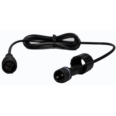 Nærbillede af Hide-a-lite garden forlængerkabel, viser detaljer på hun-stikket med to runde ben og beskyttelsesring.