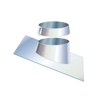 To Kierulff Metalbestos skorstensinddækninger i aluminium, en monteret på en 200mm indgang og en løs.
