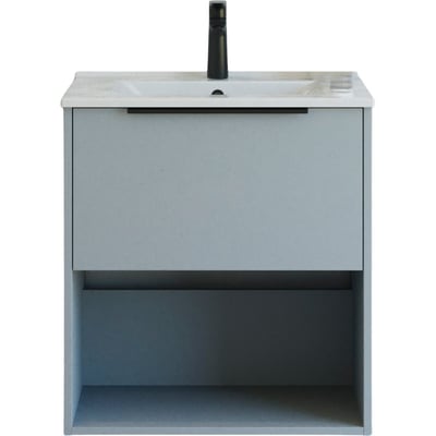 Dansani Mido+ Classic møbelpakke i glat blå mat med 61 cm bredde, en skuffe og åbent rum.