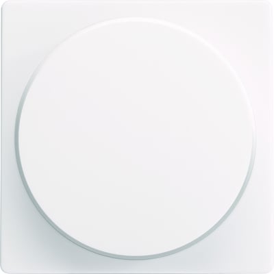 Fuldt overblik af Niko DALI-2 lysdæmperen i hvid med et rent, minimalistisk dansk design og en central, rund drejeknap.