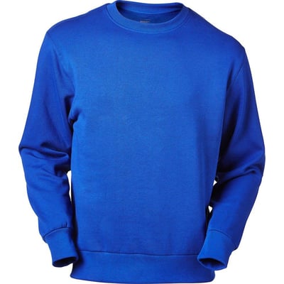 Mascot Carvin sweatshirt i koboltblå XL vist forfra med fokus på tekstur og pasform, fremstillet af bomuld og polyester blanding.