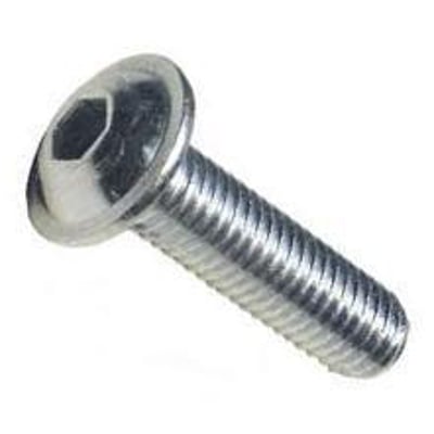 M3x10 ISO 7380-010.9 FZB el-galvaniseret skrue med fladt knaphoved og integreret flange samt indvendig sekskant for montering.