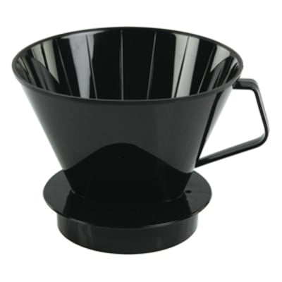 Sort Moccamaster filterholder, old model, til kaffemaskine med hank og rillet inderside.
