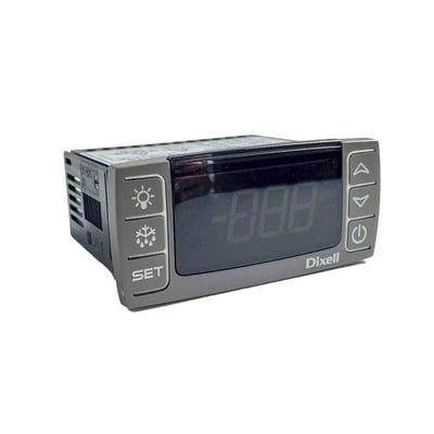 Dixell XR40CX køle- og frostrumsstyring til 230 V set skråt forfra med display og betjeningsknapper.