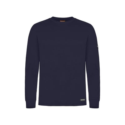 Marineblå langærmet t-shirt fra Tranemo Workwear, model 5947-89, med rund hals og ribkanter ved ærmerne.