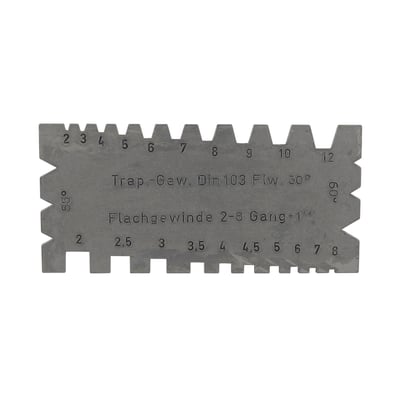 Diesella gevindslibelære til 2-12mm gevind, viser metrisk stigning og DIN103 specifikationer.