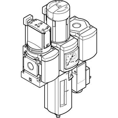 Festo luftbehandlingskombination MSB6-1/2:C3J1F3-WP med trykmåler og filterhus.