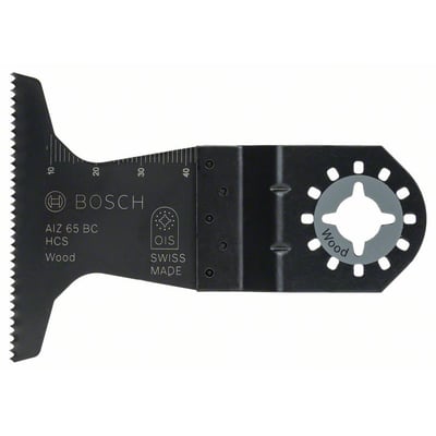 Bosch HCS-savklinge AII 65 APC til blødt træ med bred, tandet skærekant og Starlock-fæste.