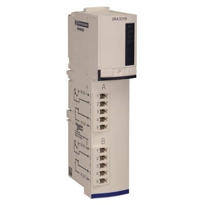 Schneider Electric Telemecanique Advantys modul med tekst og numre, viser tilslutningsklemmer og statusindikatorer.