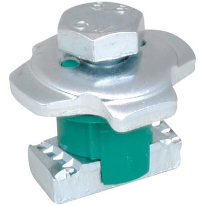 Walraven RapidStrut montagebolt i elforzinket stål med grøn plastindsats, designet til profilskinner og med 5000 N belastningsevne.