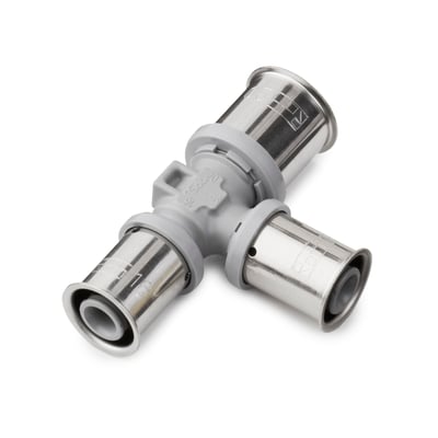 Roth Ku-Tee T-stykke til Alu-LaserPlus systemet, 32 x 26 x 26 mm, fremstillet i plast og metal.