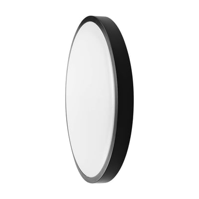 V-TAC 18W LED Dome lys, rund, med sort ramme, set fra siden på hvid baggrund.