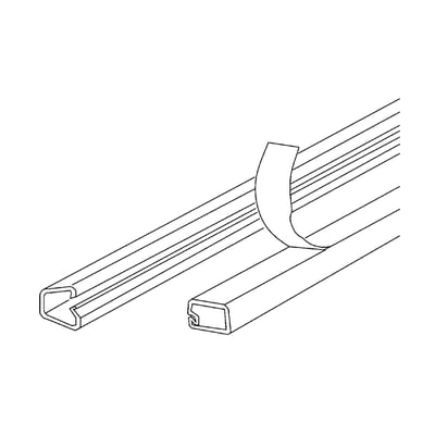 Kleinhuis minikanal LCD 71 i hvid, med løsnet tape for synlig montering på 7,0x12 mm dimensioner.