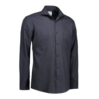 Seven Seas businessskjorte i koksgrå Oxford-metervare, størrelse 4XL, med brystlomme og Non Iron kvalitet.