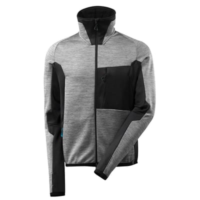 Mascot fleecetrøje Advanc17103-316 i grå og sort, str. XS, med lynlås og to praktiske lynlåslommer.